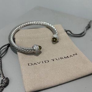 David Yurman 7mm Bracelet Silver with Brown Inlaid with diamonds